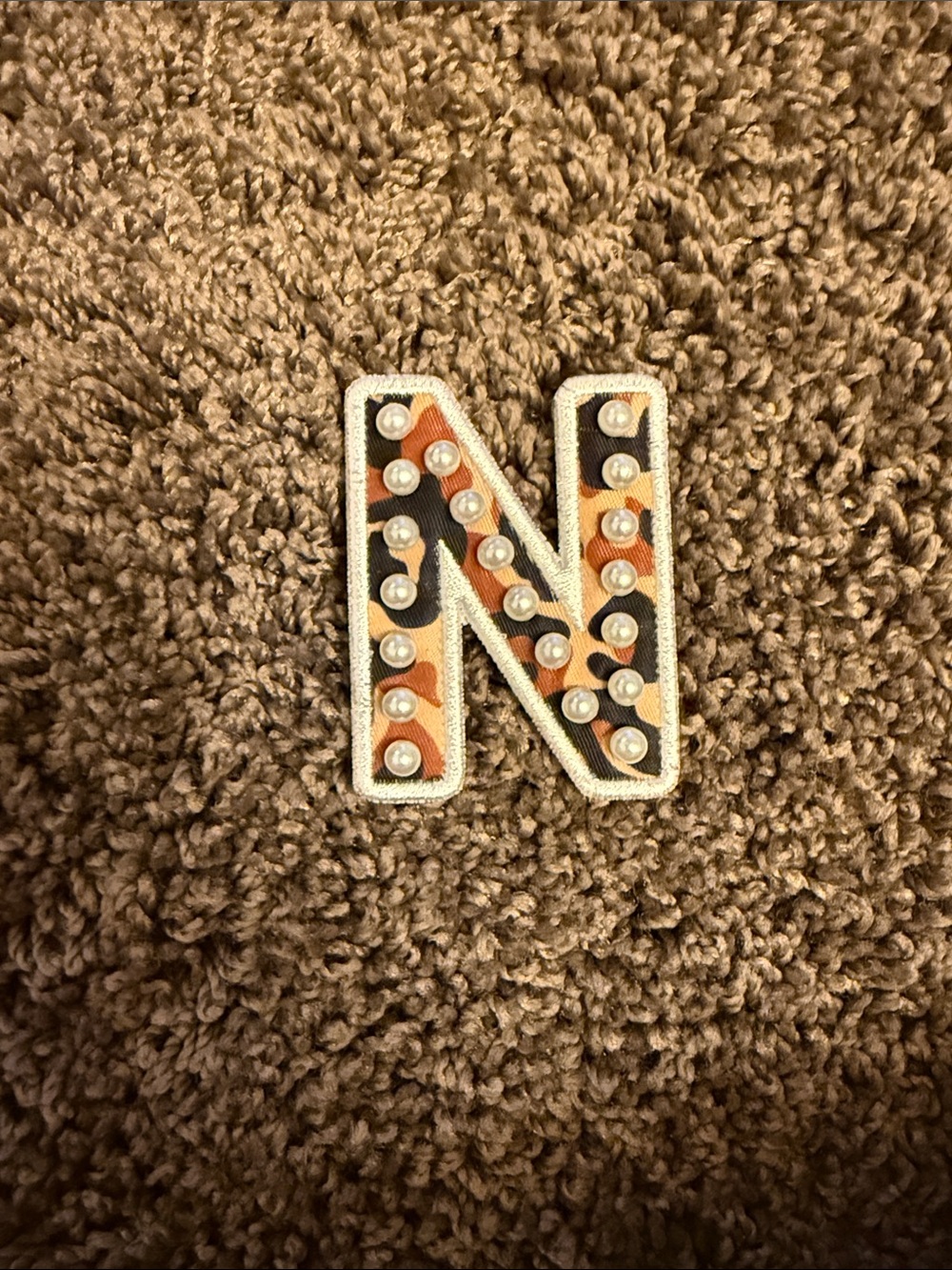 New stoney clover lane animal print letter N pearl patch